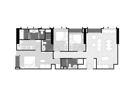 Планировка объекта 3 спальни в ЖК Park Origin Thonglor № 11038 (2D)
