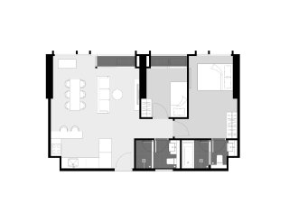 Планировка кондомониума 2 спальни в ЖК Park Origin Thonglor № 11032
