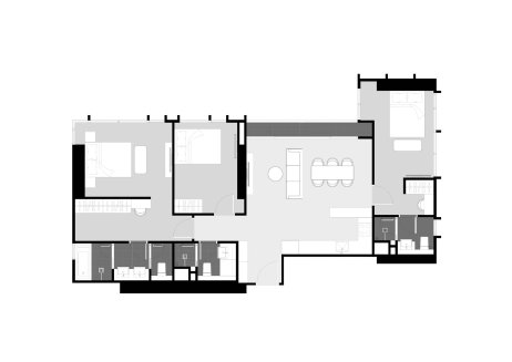 Планировка кондомониума 3 спальни в ЖК Park Origin Thonglor № 11037 (2D)