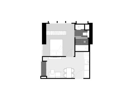 Condominium floor plan, 1 bedroom in Park Origin Thonglor No. 11028 (2D)